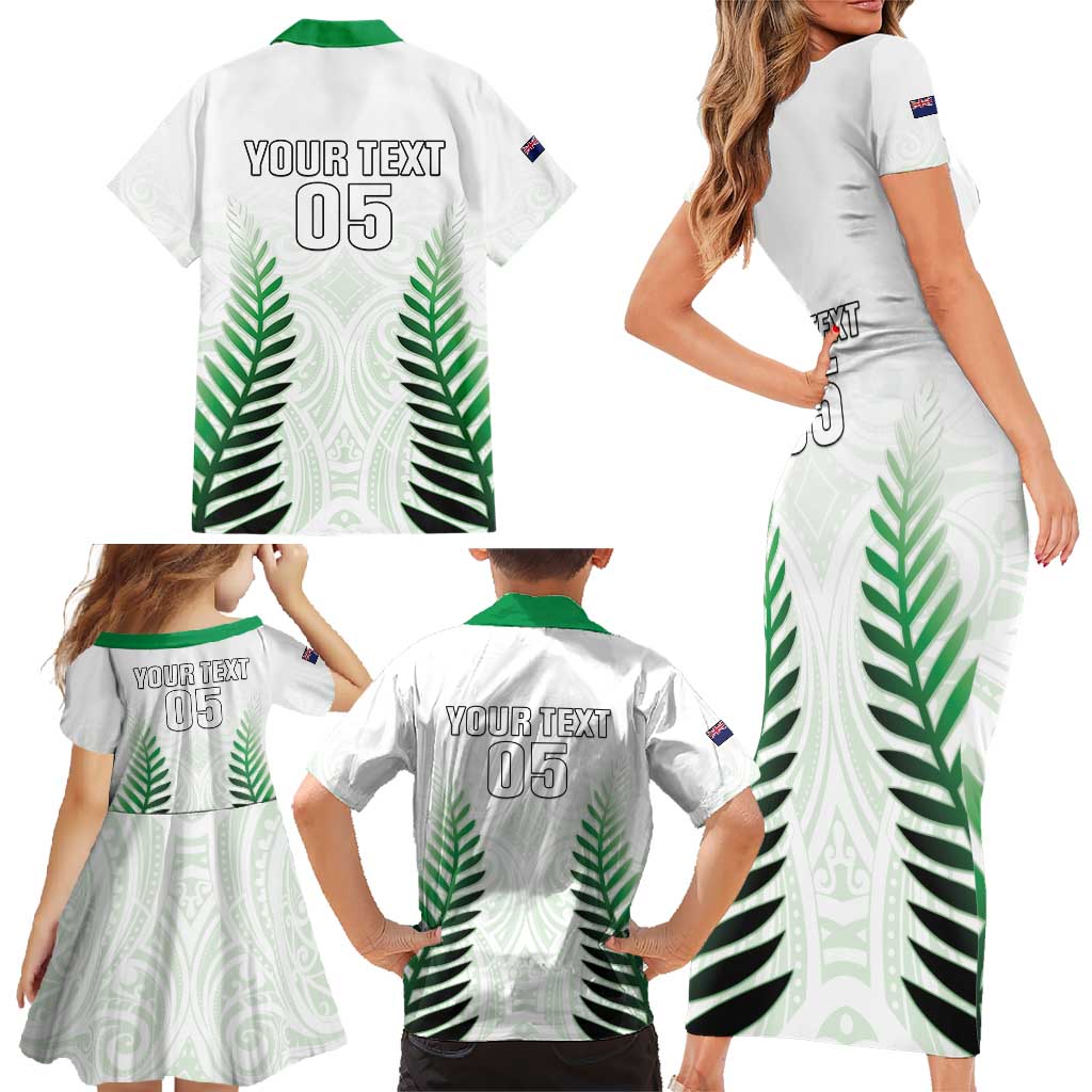 Custom New Zealand Fern Football Family Matching Short Sleeve Bodycon Dress and Hawaiian Shirt Simple Style LT05 - Polynesian Pride
