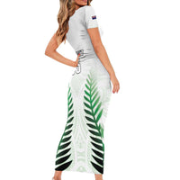 Custom New Zealand Fern Football Family Matching Short Sleeve Bodycon Dress and Hawaiian Shirt Simple Style LT05 - Polynesian Pride