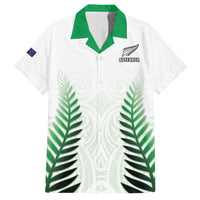 Custom New Zealand Fern Football Family Matching Tank Maxi Dress and Hawaiian Shirt Simple Style LT05 Dad's Shirt - Short Sleeve White - Polynesian Pride