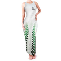 Custom New Zealand Fern Football Family Matching Tank Maxi Dress and Hawaiian Shirt Simple Style LT05 Mom's Dress White - Polynesian Pride