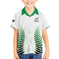 Custom New Zealand Fern Football Family Matching Tank Maxi Dress and Hawaiian Shirt Simple Style LT05 Son's Shirt White - Polynesian Pride
