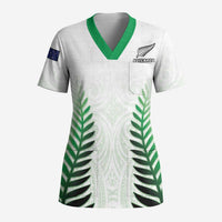 Custom New Zealand Fern Football Scrub Top Simple Style - Polynesian Pride