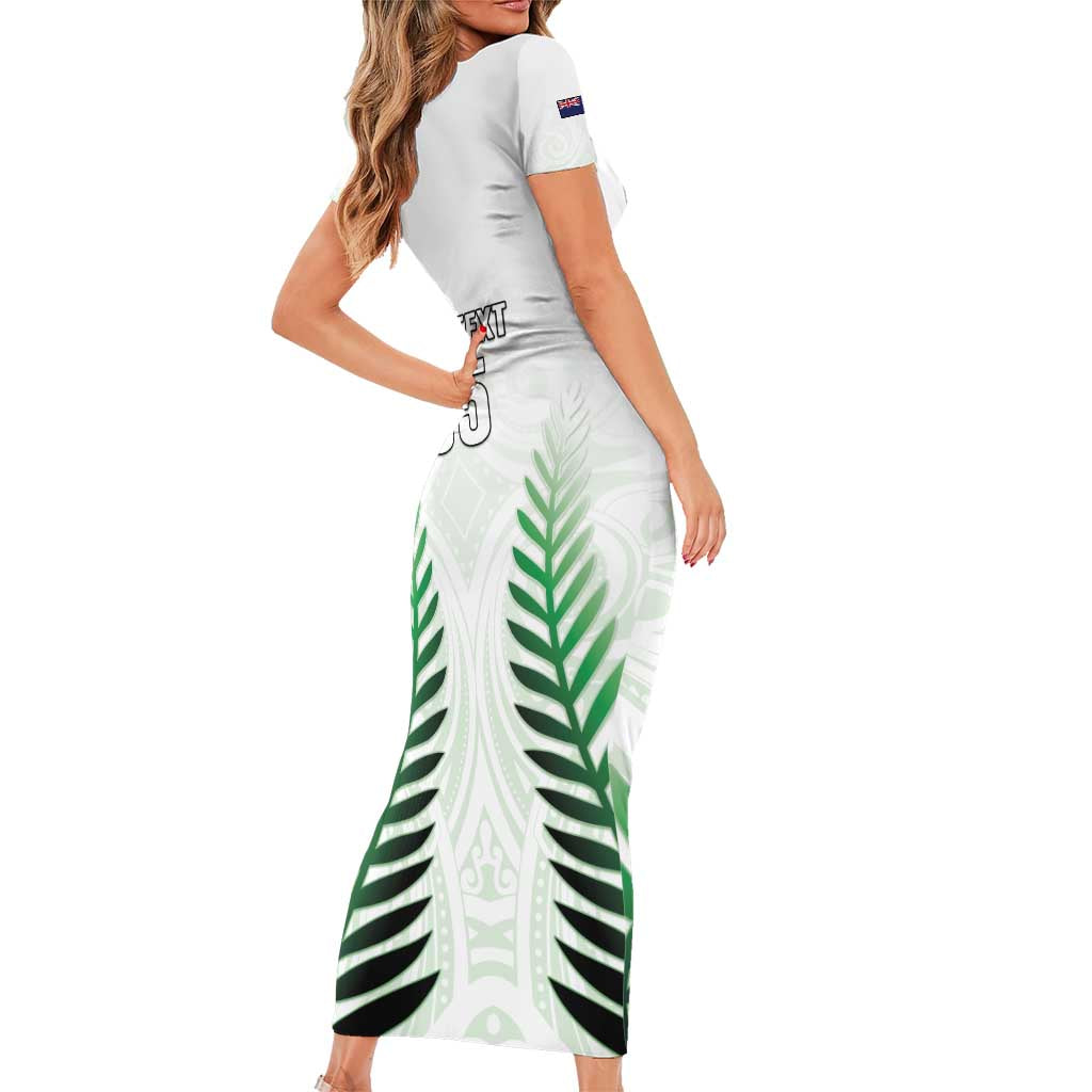 Custom New Zealand Fern Football Short Sleeve Bodycon Dress Simple Style LT05 - Polynesian Pride