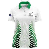 Custom New Zealand Fern Football Women Polo Shirt Simple Style LT05 Female White - Polynesian Pride