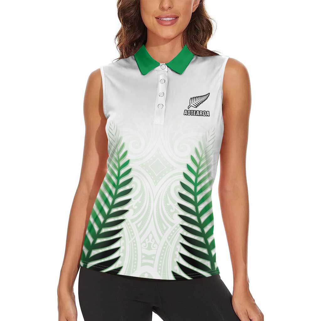 Custom New Zealand Fern Football Women Sleeveless Polo Shirt Simple Style LT05 - Polynesian Pride