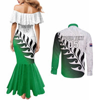 Custom New Zealand Football Couples Matching Mermaid Dress and Long Sleeve Button Shirt Go Aotearoa LT05 - Polynesian Pride