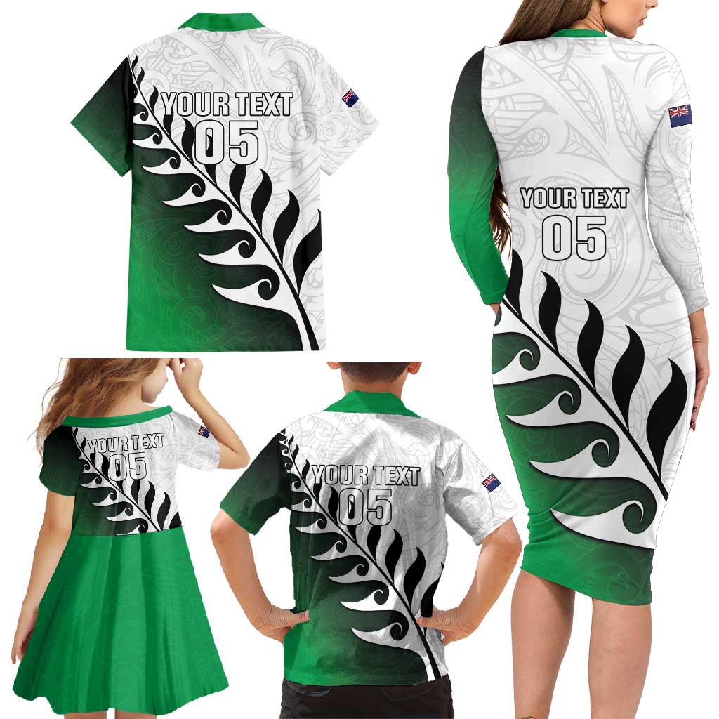 Custom New Zealand Football Family Matching Long Sleeve Bodycon Dress and Hawaiian Shirt Go Aotearoa LT05 - Polynesian Pride