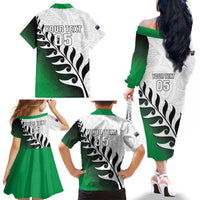 Custom New Zealand Football Family Matching Off The Shoulder Long Sleeve Dress and Hawaiian Shirt Go Aotearoa LT05 - Polynesian Pride