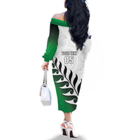 Custom New Zealand Football Family Matching Off The Shoulder Long Sleeve Dress and Hawaiian Shirt Go Aotearoa LT05 - Polynesian Pride