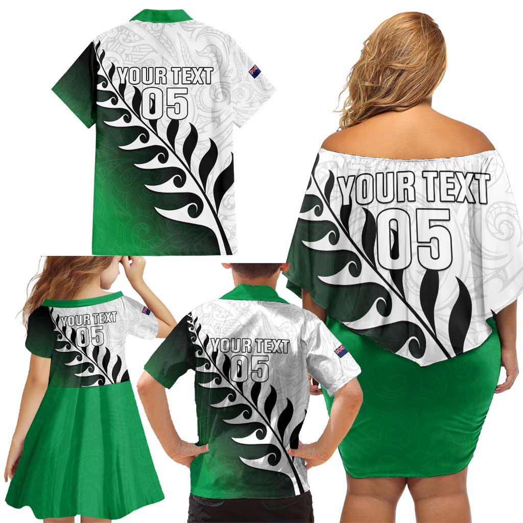 Custom New Zealand Football Family Matching Off Shoulder Short Dress and Hawaiian Shirt Go Aotearoa LT05 - Polynesian Pride