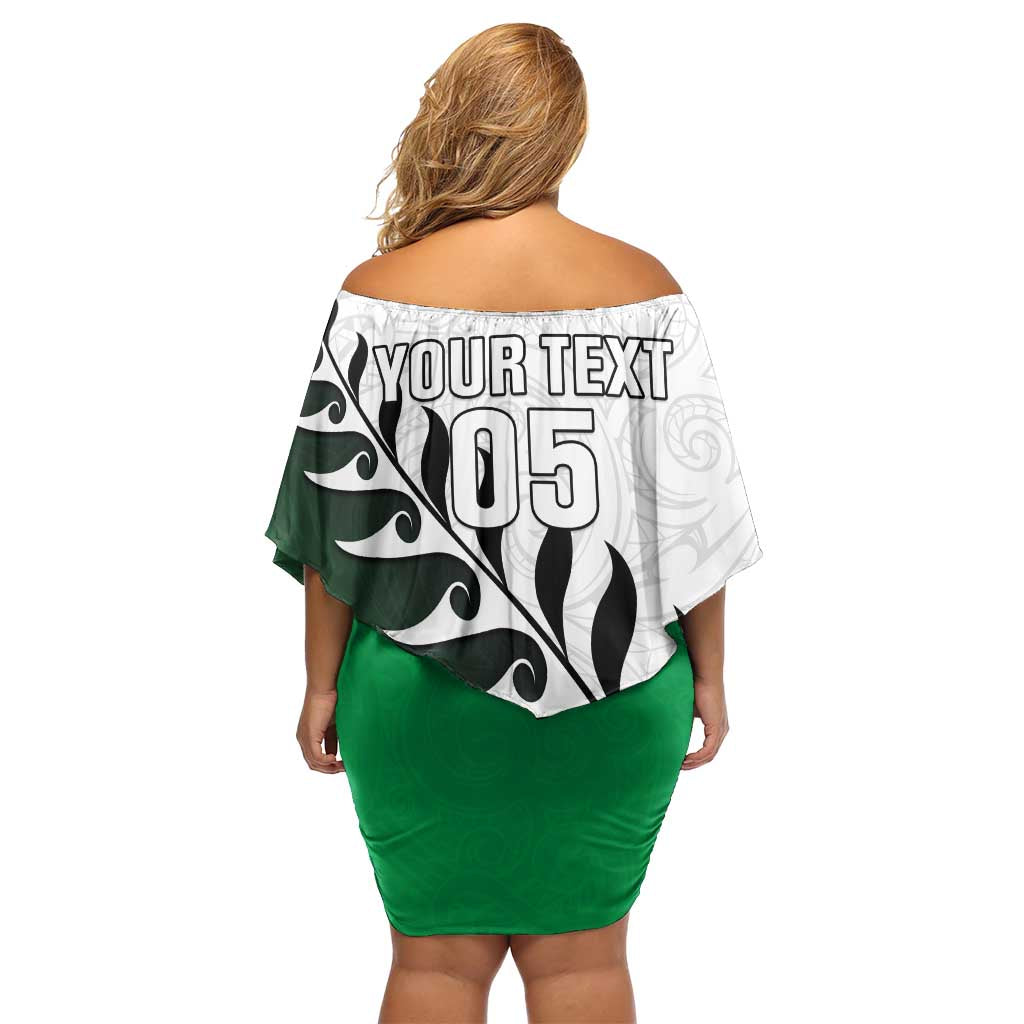 Custom New Zealand Football Family Matching Off Shoulder Short Dress and Hawaiian Shirt Go Aotearoa LT05 - Polynesian Pride