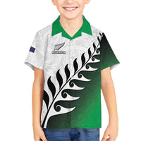 Custom New Zealand Football Family Matching Off Shoulder Short Dress and Hawaiian Shirt Go Aotearoa LT05 Son's Shirt Green - Polynesian Pride