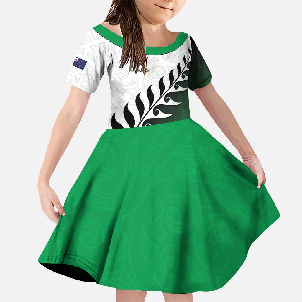 Custom New Zealand Football Family Matching Summer Maxi Dress and Hawaiian Shirt Go Aotearoa LT05 Daughter's Dress Green - Polynesian Pride