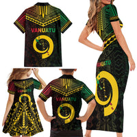 Happy Vanuatu Father Lini Day Family Matching Short Sleeve Bodycon Dress and Hawaiian Shirt LT05 - Polynesian Pride