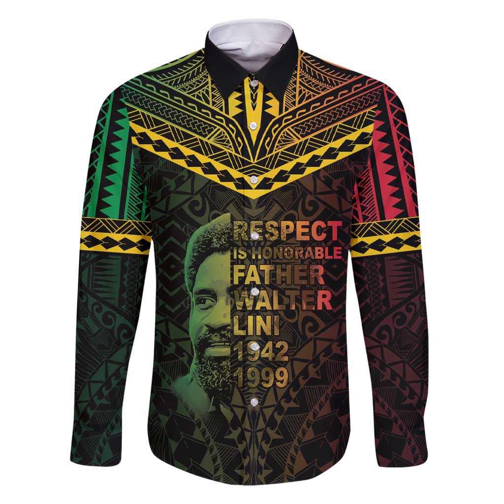 Happy Vanuatu Father Lini Day Family Matching Short Sleeve Bodycon Dress and Hawaiian Shirt LT05 Dad's Shirt - Long Sleeve Black - Polynesian Pride
