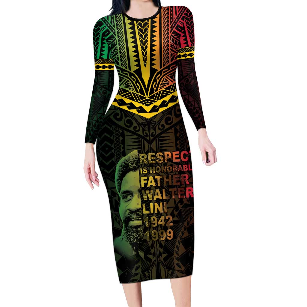 Happy Vanuatu Father Lini Day Long Sleeve Bodycon Dress