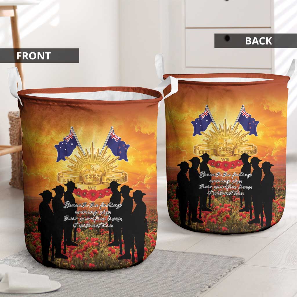 ANZAC Day Laundry Basket Remembrance Tribute Soldiers And Poppy Field