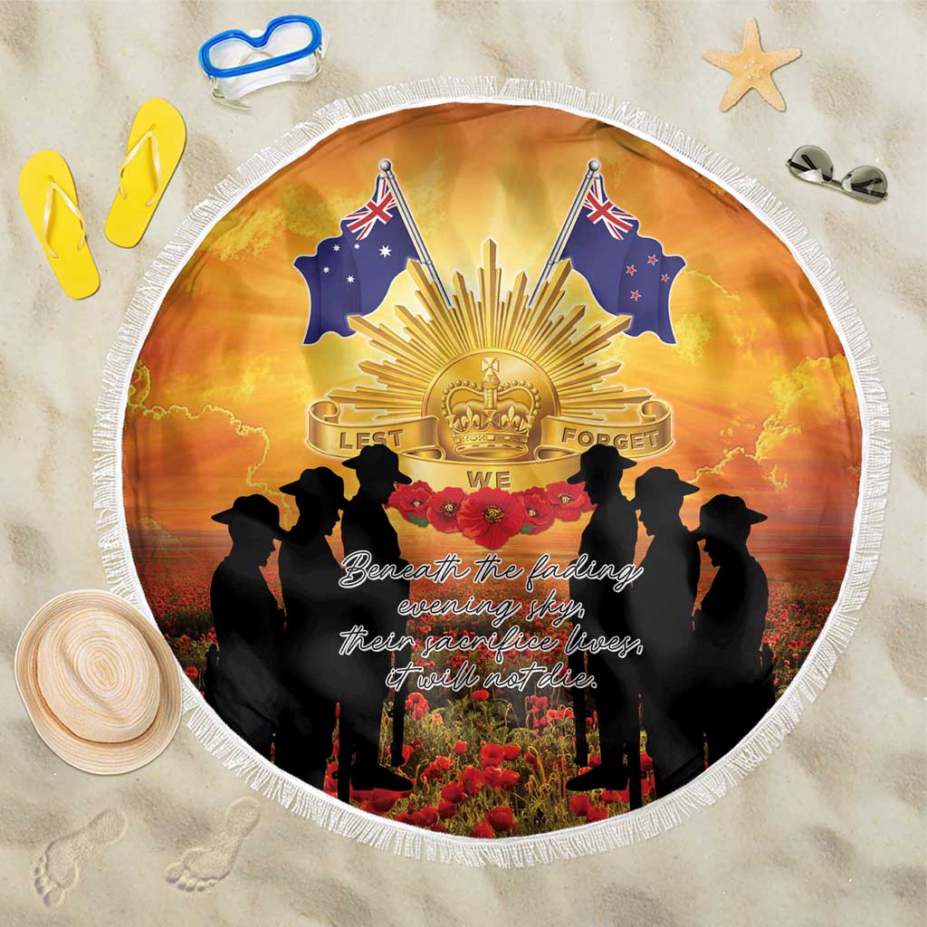 ANZAC Day Beach Blanket Remembrance Tribute Soldiers And Poppy Field