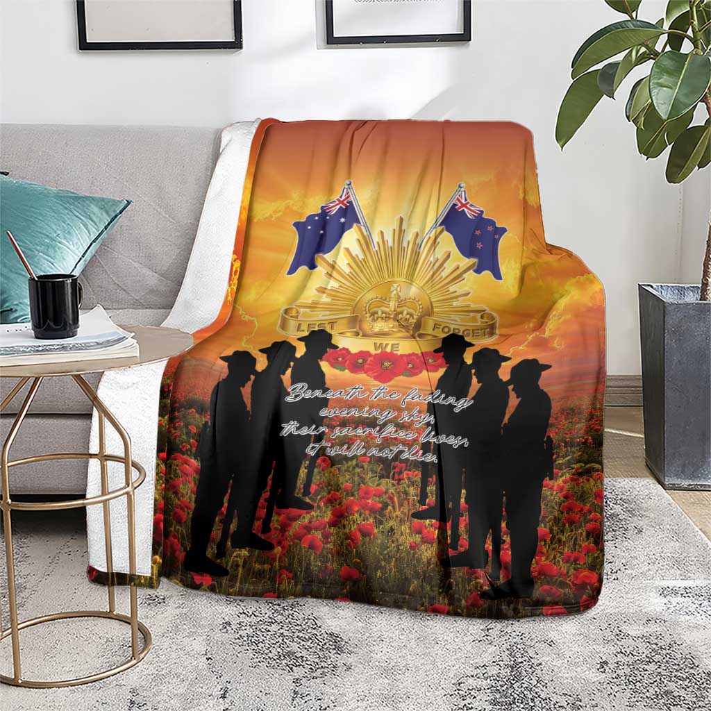 ANZAC Day Blanket Remembrance Tribute Soldiers And Poppy Field