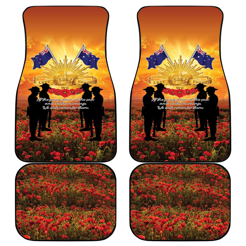 ANZAC Day Car Mats Remembrance Tribute Soldiers And Poppy Field