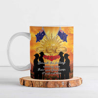 ANZAC Day Ceramic Mug Remembrance Tribute Soldiers And Poppy Field