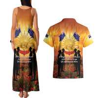ANZAC Day Couples Matching Tank Maxi Dress and Hawaiian Shirt Remembrance Tribute Soldiers And Poppy Field LT05 - Polynesian Pride