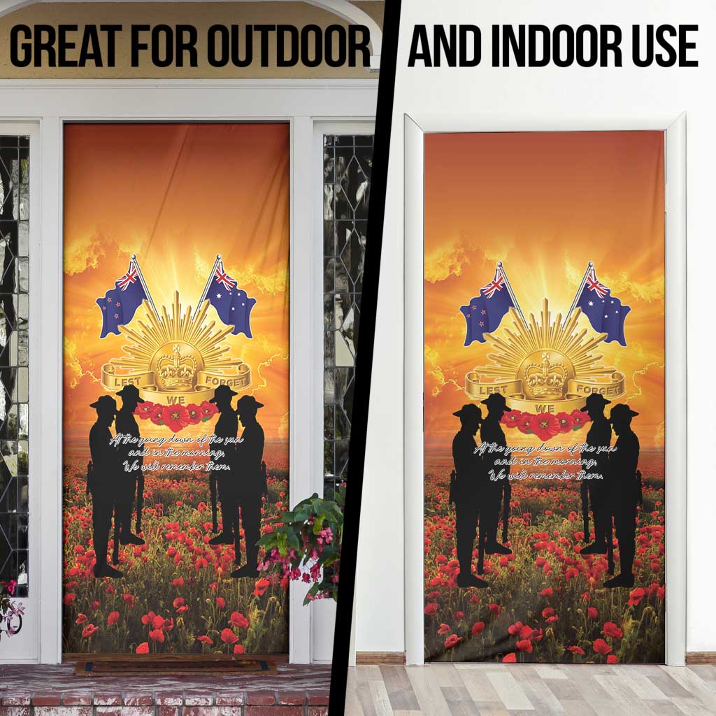 ANZAC Day Door Cover Remembrance Tribute Soldiers And Poppy Field