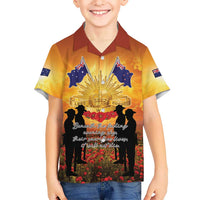 ANZAC Day Family Matching Long Sleeve Bodycon Dress and Hawaiian Shirt Remembrance Tribute Soldiers And Poppy Field LT05 Son's Shirt Orange - Polynesian Pride
