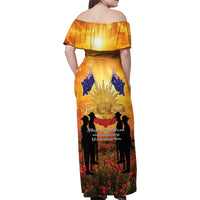 ANZAC Day Family Matching Off Shoulder Maxi Dress and Hawaiian Shirt Remembrance Tribute Soldiers And Poppy Field LT05 - Polynesian Pride