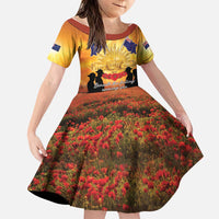 ANZAC Day Family Matching Puletasi and Hawaiian Shirt Remembrance Tribute Soldiers And Poppy Field LT05 Daughter's Dress Orange - Polynesian Pride