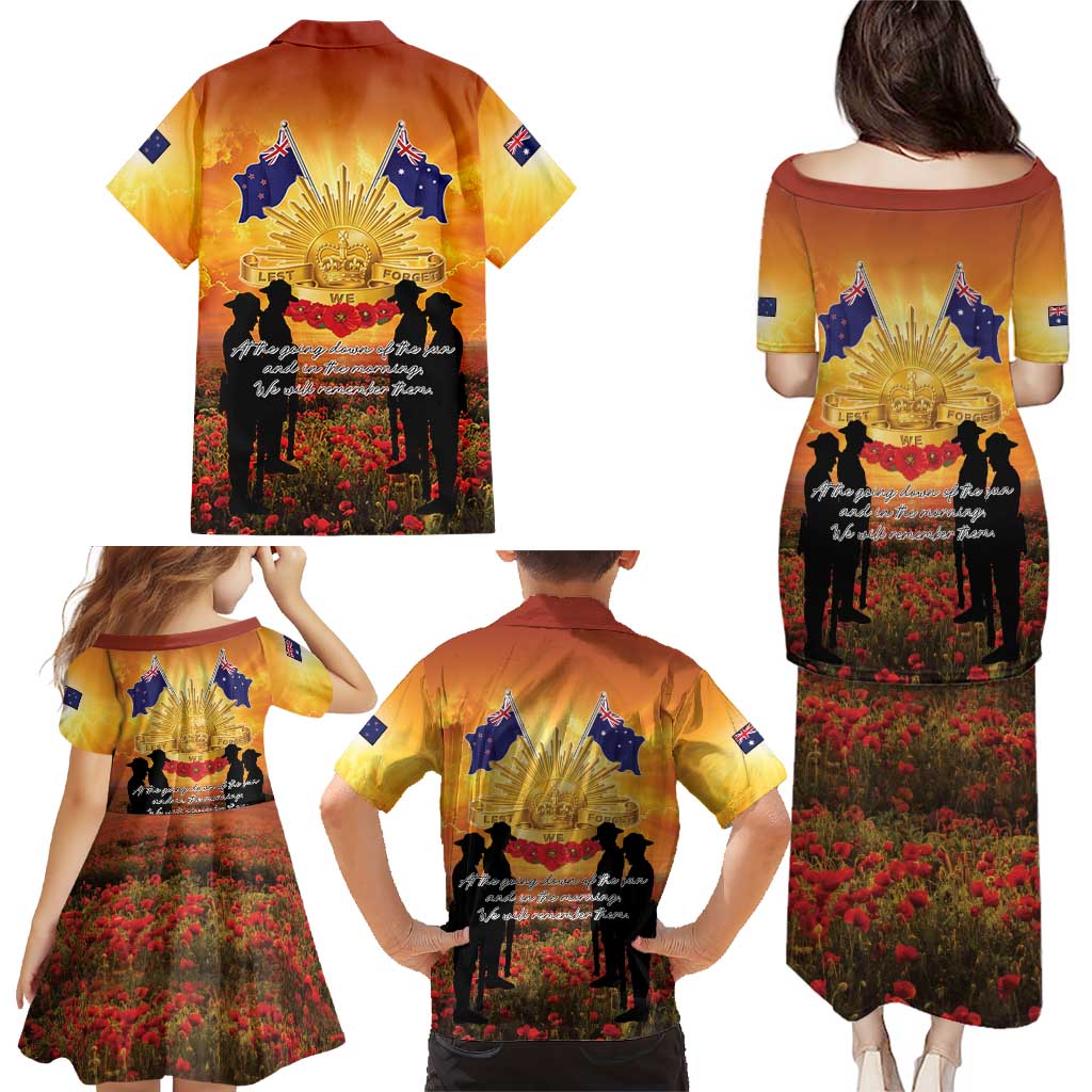 ANZAC Day Family Matching Puletasi and Hawaiian Shirt Remembrance Tribute Soldiers And Poppy Field LT05 - Polynesian Pride