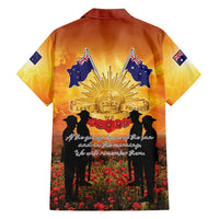 ANZAC Day Hawaiian Shirt Remembrance Tribute Soldiers And Poppy Field