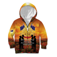 ANZAC Day Kid Hoodie Remembrance Tribute Soldiers And Poppy Field