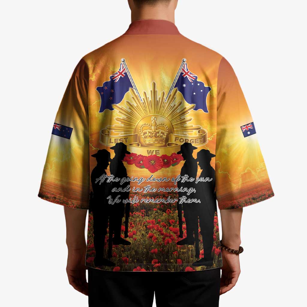 ANZAC Day Kimono Remembrance Tribute Soldiers And Poppy Field