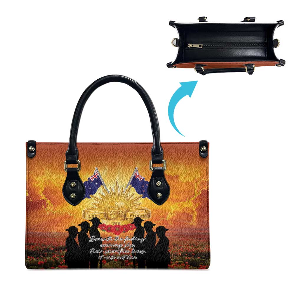 ANZAC Day Leather Bag Remembrance Tribute Soldiers And Poppy Field