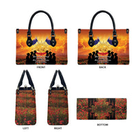 ANZAC Day Leather Bag Remembrance Tribute Soldiers And Poppy Field