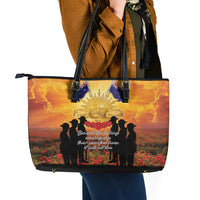 ANZAC Day Leather Tote Bag Remembrance Tribute Soldiers And Poppy Field