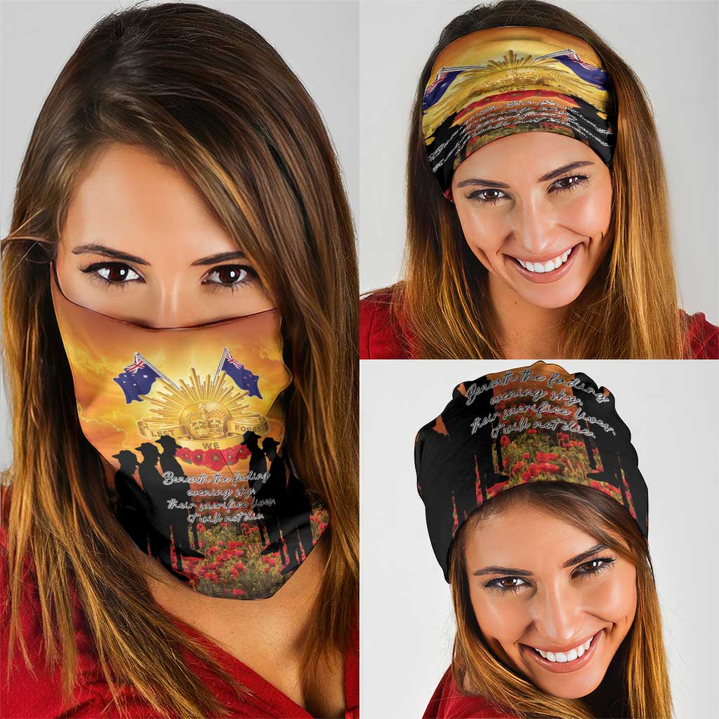 ANZAC Day Neck Gaiter Remembrance Tribute Soldiers And Poppy Field