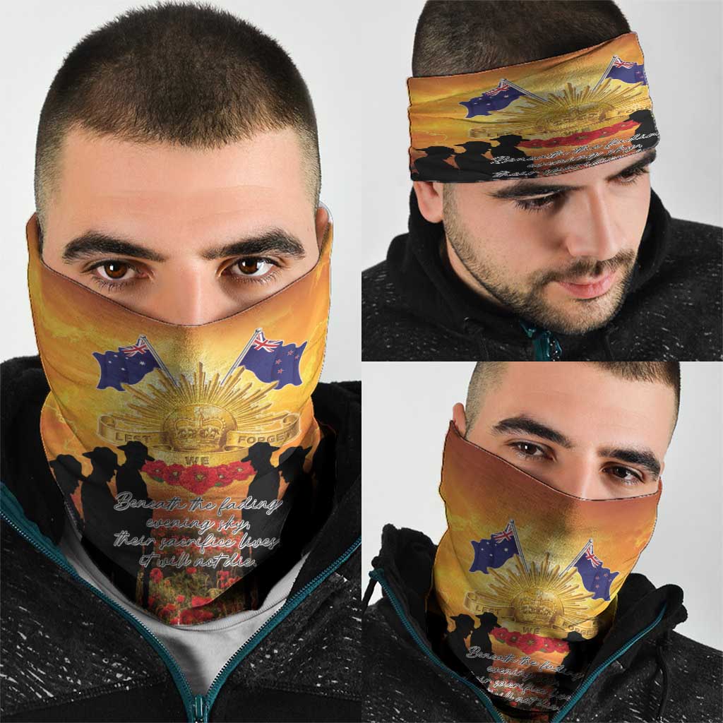 ANZAC Day Neck Gaiter Remembrance Tribute Soldiers And Poppy Field