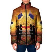 ANZAC Day Padded Jacket Remembrance Tribute Soldiers And Poppy Field