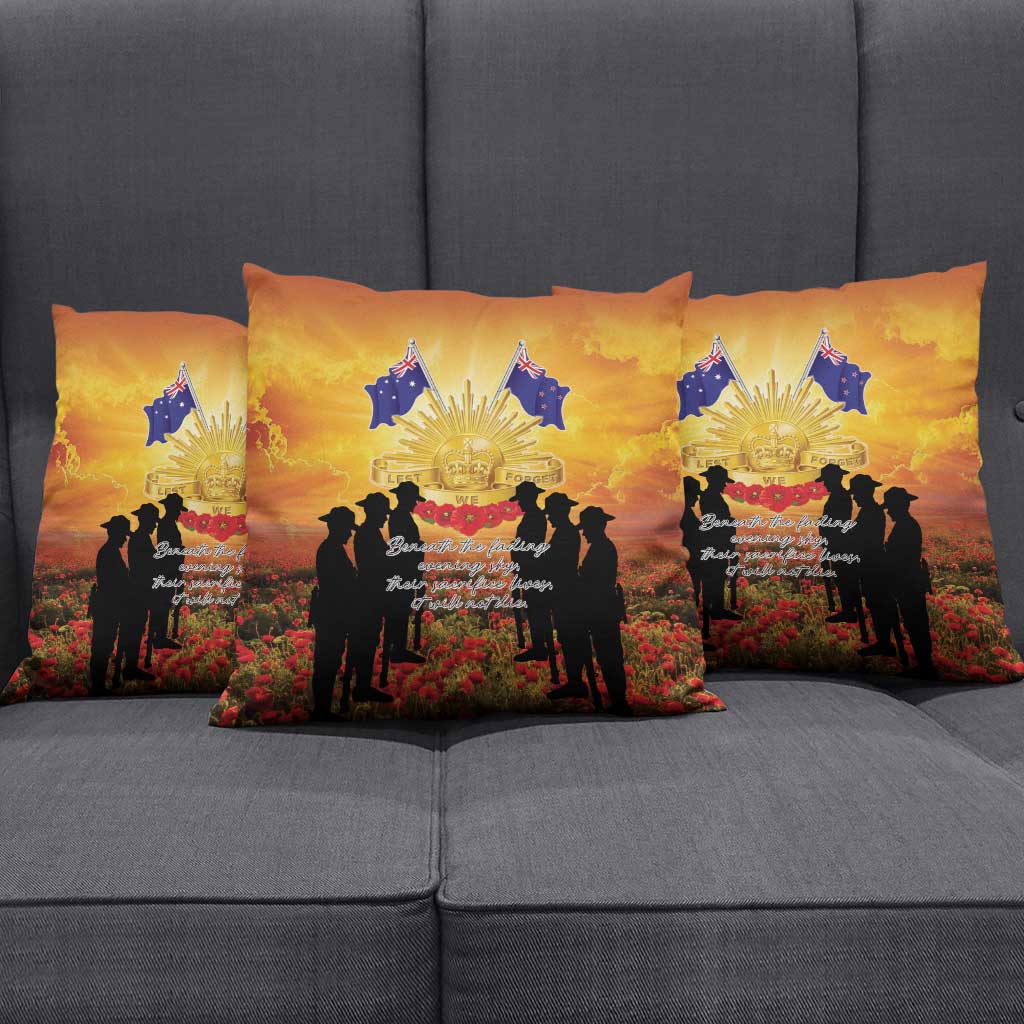 ANZAC Day Pillow Cover Remembrance Tribute Soldiers And Poppy Field