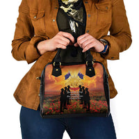 ANZAC Day Shoulder Handbag Remembrance Tribute Soldiers And Poppy Field