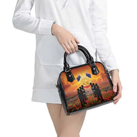 ANZAC Day Shoulder Handbag Remembrance Tribute Soldiers And Poppy Field