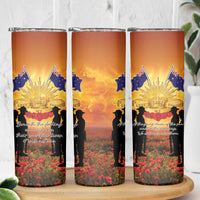 ANZAC Day Skinny Tumbler Remembrance Tribute Soldiers And Poppy Field