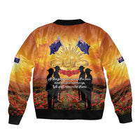 ANZAC Day Sleeve Zip Bomber Jacket Remembrance Tribute Soldiers And Poppy Field