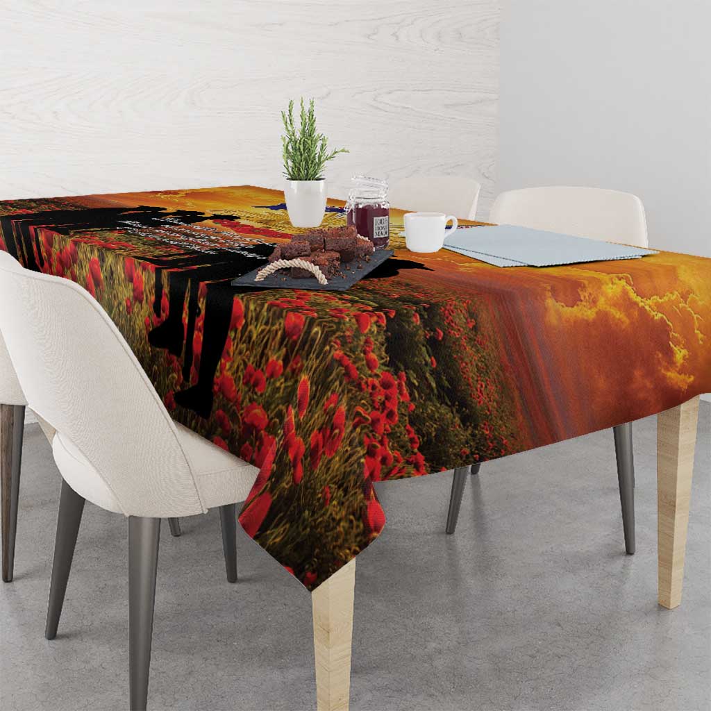 ANZAC Day Tablecloth Remembrance Tribute Soldiers And Poppy Field