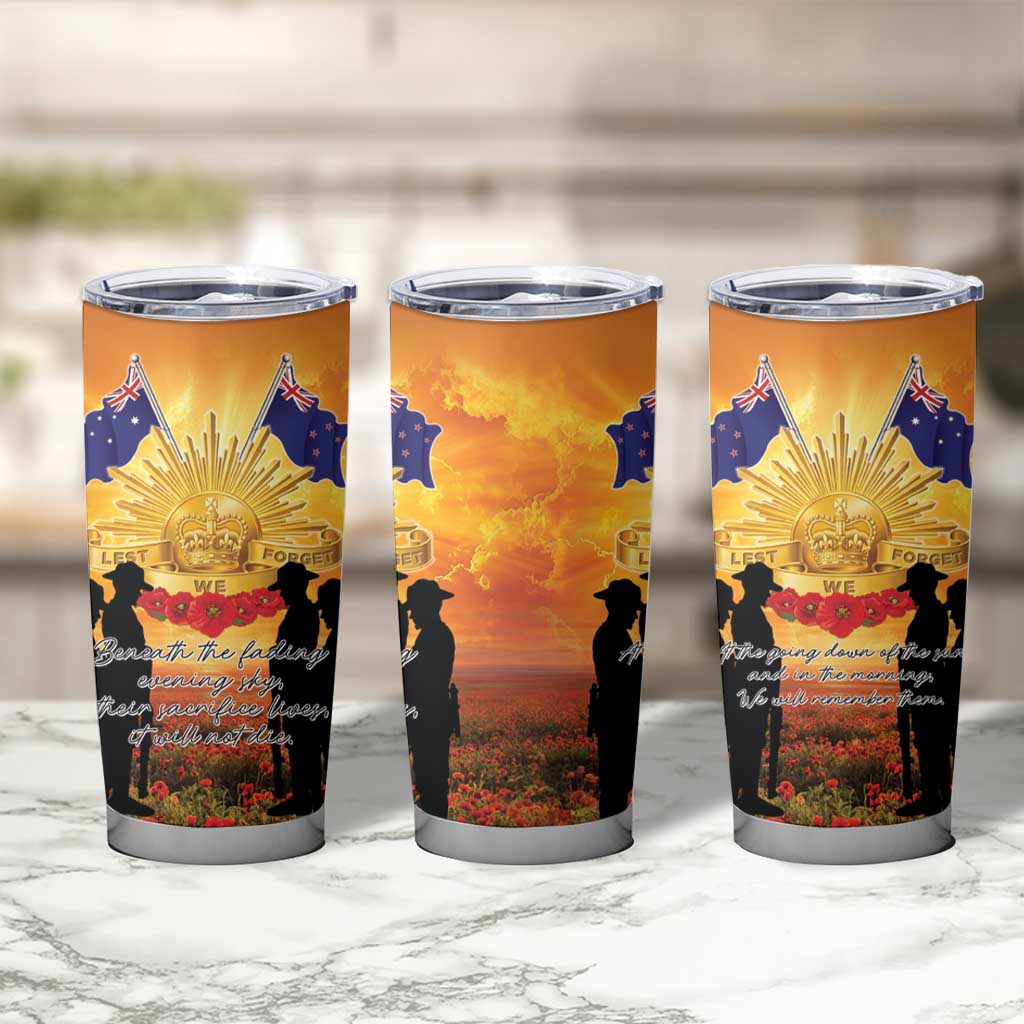 ANZAC Day Tumbler Cup Remembrance Tribute Soldiers And Poppy Field