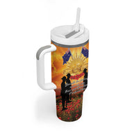 ANZAC Day Tumbler With Handle Remembrance Tribute Soldiers And Poppy Field