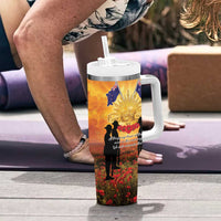 ANZAC Day Tumbler With Handle Remembrance Tribute Soldiers And Poppy Field