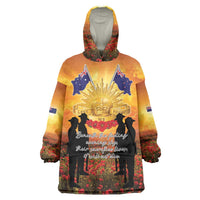 ANZAC Day Wearable Blanket Hoodie Remembrance Tribute Soldiers And Poppy Field
